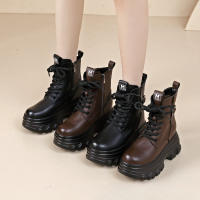 Botas Punk de Plata Ultra Alta Tacón Grueso Encaje para Mujeres Negro y Blanco - details 5