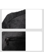 Al aire libre hombres moda cuello alto Tops Otoño Invierno transpirable abrigos a prueba de viento nueva chaqueta de cuero versátil informal Retro sólido - details 6