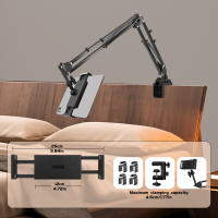 Soporte de tableta giratorio de brazo largo para cama ajustable, soporte de tableta de escritorio de Metal, abrazadera para 4,7-13 "para iPad Mini Air Pro - details 7