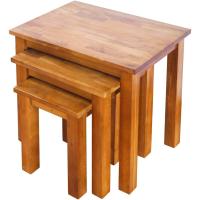 Juego de 3 Mesas Nido de Madera Maciza para Sala de Estar - Mesa de Café, Mesa Auxiliar, Mesa Lateral - details 4