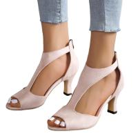 Bolsa simple y de moda con cremallera trasera y zapatos con boca de pez sandalias de aguja vacías laterales de gran tamaño de verano para mujer - details 4