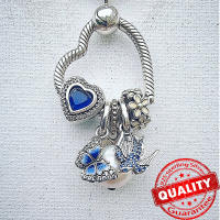 Encanto de Flor de Pansy Rosa de Plata Esterlina Pulsera Original de Plata 925 con Encanto de Mariposa Azul Joyería Fina Regalo - details 5