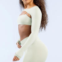 Nuevo chal suave al tacto sin costuras de spandex para mujer, ropa de yoga fitness, elástico, transpirable, chal deportivo de ocio. - details 5