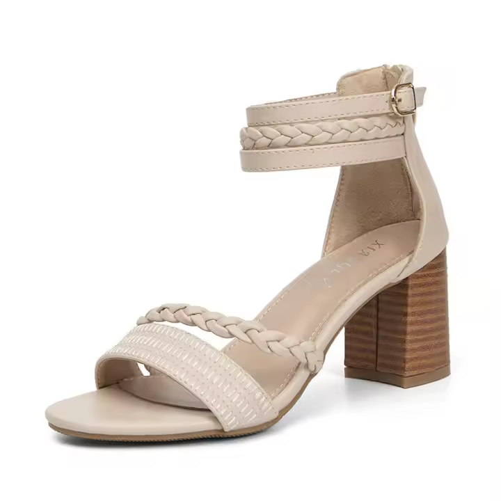 Sandalia Sandalias Mujer Casual Coarse 2025 Nuevo Un Cinturón Estilo Hada Zapatos Romanos De Tacón Alto - 1