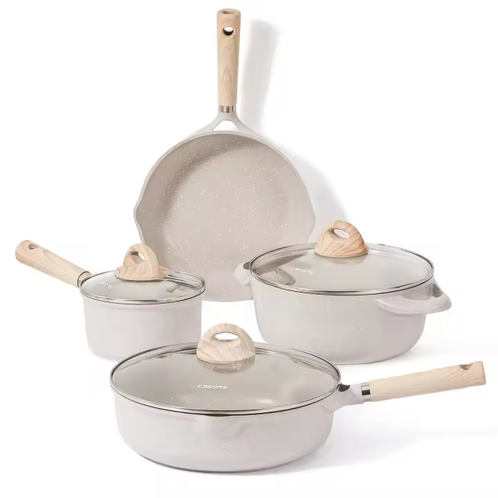 Juego de Sartenes de Cocina Carote Antiadherentes para Placa de Inducción Juego de Baterías de 7 Piezas Material de Granito Superficie de Antiadherencia - 1