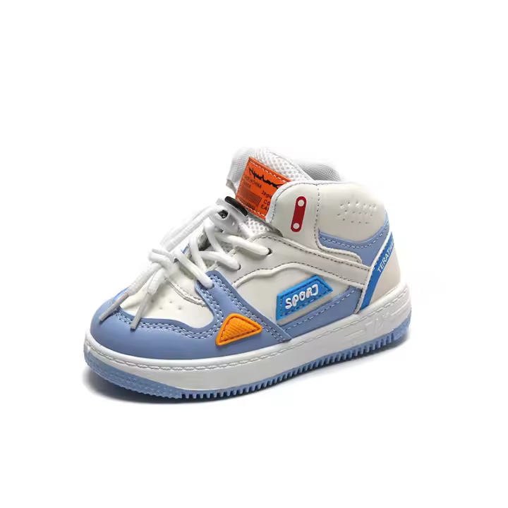 Zapatos deportivos para niños 2025 primavera y otoño niños y niñas zapatos de junta casual zapatos para correr de baloncesto de alta parte superior de los niños medianos y pequeños zapatos de bebé de suela suave - 1