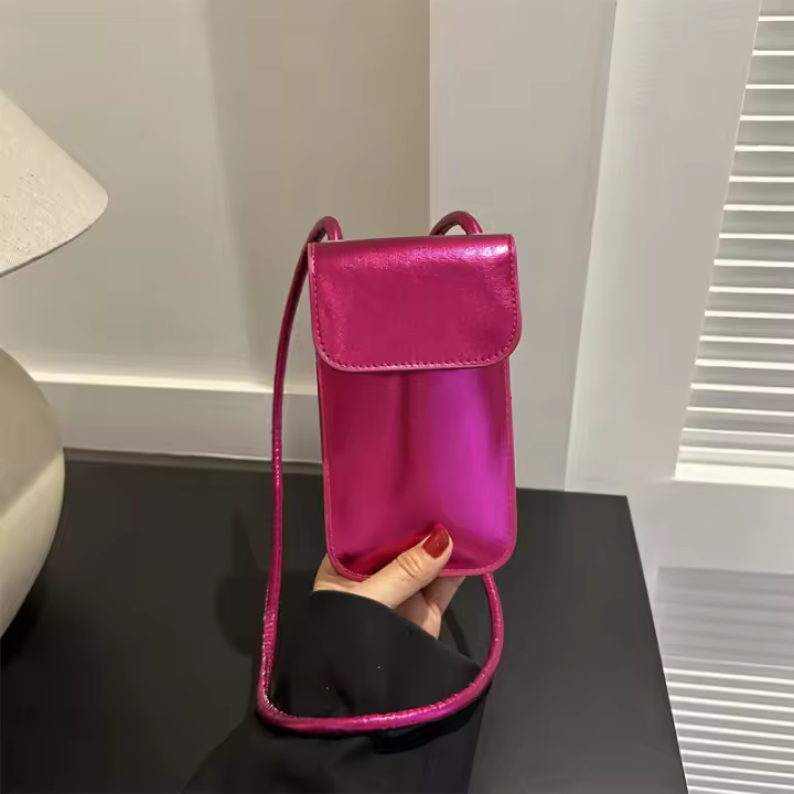 Bolso bandolera de cuero PU sólido para mujer, bolso para teléfono móvil - 1