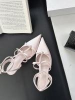 Sandalias Platas de Tacón Alto para Mujer Punta Afilada Francesa Diseño de Bolsa de lazo Viento de Cabeza Moda de Alta Noche - details 23