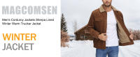 MAGCOMSEN-chaquetas de pana para hombre, abrigo Vintage forrado de lana Sherpa, grueso, cálido, con múltiples bolsillos, informal, de mezclilla, para invierno - details 0