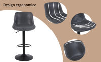 Taburete de Bar, Taburete Giratorio con Respaldo, sillas de Bar Modernas Ajustables, Taburete Alto sin Brazos de Piel sintética para Isla de Cocina, Color Marrón - details 4