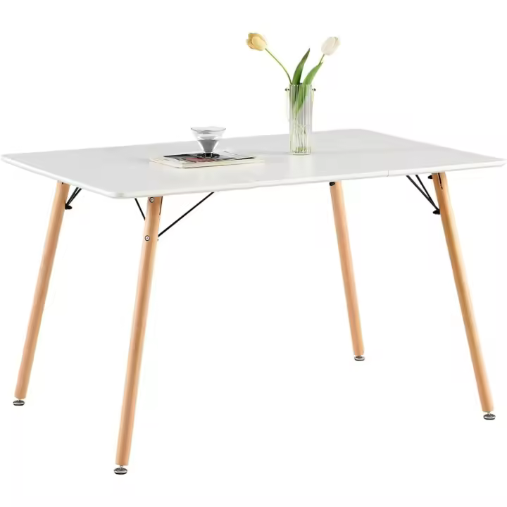 Madera de Haya, para 4 sillas, Mesa de Comedor con Patas de Madera MDF, Color Blanco, 120 x 80 cm (Solo Mesa) - 1