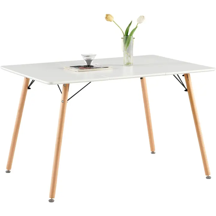 Madera de Haya, para 4 sillas, Mesa de Comedor con Patas de Madera MDF, Color Blanco, 120 x 80 cm (Solo Mesa) - 1