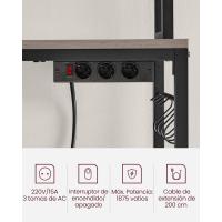 Estantería para Panadería con Toma de Corriente, Soporte de Microondas, Estantería de Cocina, Alambre de Metal, 14 Ganchos, 40 x 80 x 170 cm, Marrón Rústico y Negro - details 40