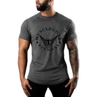 Camiseta deportiva de manga corta para hombre, camisa de compresión transpirable, ajustada, elástica, de algodón, para entrenamiento de culturismo y gimnasio, Verano - details 5