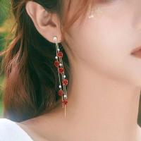 Nueva joyería de moda, pendientes de rosa roja para mujer, pendientes colgantes RES con diamantes de imitación vintage, fiesta de compromiso y boda - details 5