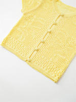 Novedad de Verano Blusa Informal con Flores para Mujer Cuello Redondo, Manga Corta, Cruza con Puntos y Huecos - details 3