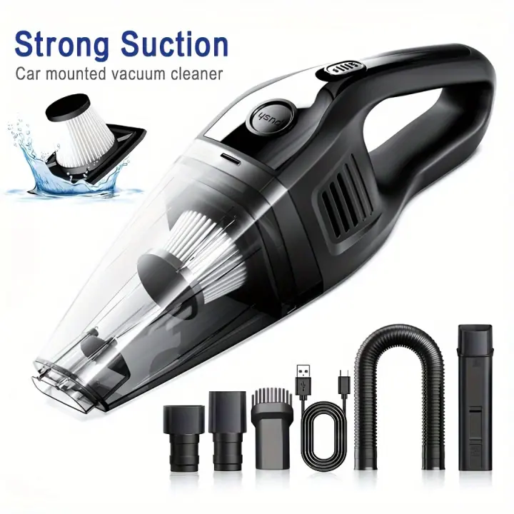 Potente aspiradora de mano inalámbrica - Mini aspiradora de limpieza portátil con carga USB para automóvil, hogar, oficina - Variedad de accesorios - 1