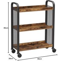 Carrito de Cocina Estrecho, Carrito Auxiliar con Ruedas, Ahorro de Espacio, Estantería de Cocina con Estructura de Hierro, Color Marrón Rústico, 66 x 26 x 85 cm - details 5