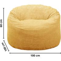 Terciopelo Acanalado - Suave y Confortable - Puff Pera con Relleno de Espuma Incluido, Óptimo Apoyo para la Espalda - Bean Bag, Sofa Puff Gigante (100 cm, Azul Marino) - details 10