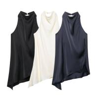OUWU- Chaleco halter de satén para vacaciones de verano, camiseta sin mangas informal sin espalda, dobladillo irregular elegante Y2K, tops elegantes para mujer - details 0