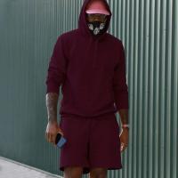 Conjunto de sudadera y pantalón corto de color sólido para hombre, informal y a la moda - details 8