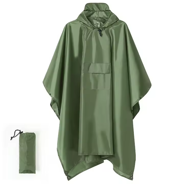 Abrigo Militar Impermeable para Exteriores Poncho de Lluvia con Capucha y Mangas - 1
