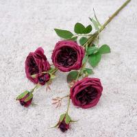 Ramo de rosas artificiales de 6 cabezas, flores de rosas de seda exquisitas de plástico, flores falsas realistas que no se decoloran, decoración del jardín del hogar - details 2