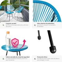 Conjunto de Exteriores de Jardín de Acero 2 Sillas y Mesa de Cristal Resistentes a la Intemperie - details 15