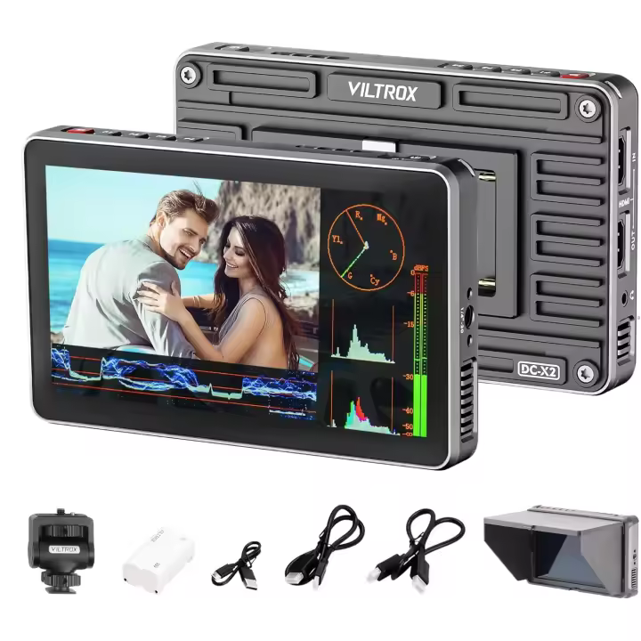 Monitor de campo de video de 2000Nits, visualización táctil de 6 pulgadas 4Kp30 HDMI en cámara Monitor, Full HD 1920x1080 herramientas de monitoreo de video para vloggers (DC-X2) - 1