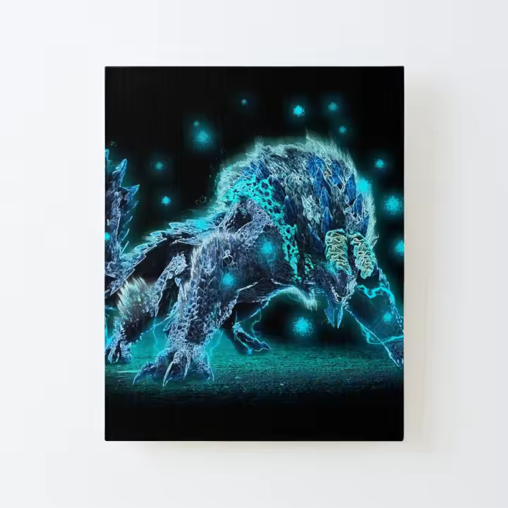 Subespecie Neon Zinogre MHW 2 [COLOR LIBRE] Lienzo Impreso Marco de Kit DIY 40x50cm - 1
