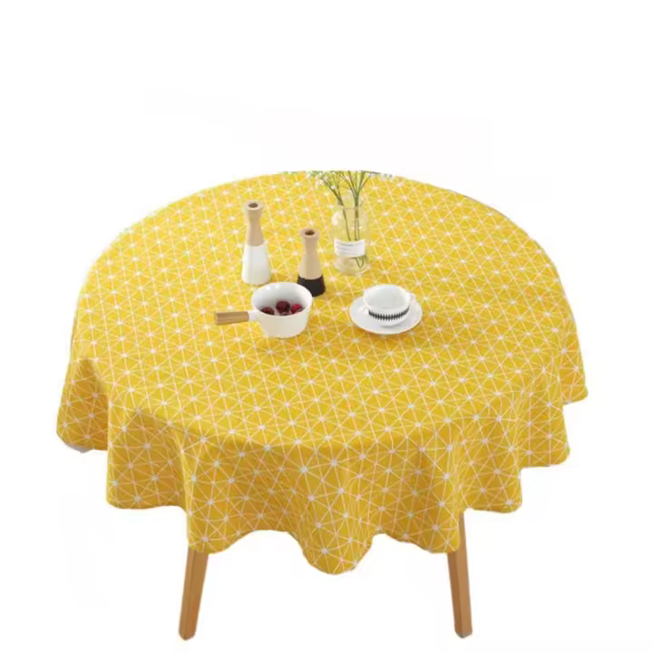 Mantel redondo de algodón, cubierta de mesa lavable, gruesa, estilo Pastoral, Decoración de mesa suave, decoraciones de mesa - 1