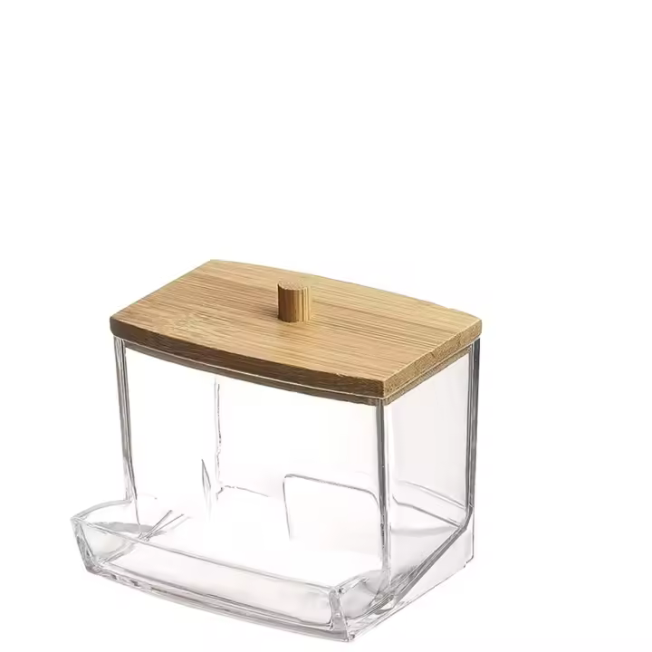 Caja de Almacenamiento de Algodón Cuadrado para Dental Caja de Plástico Transparente Impermeable y a Prueba de Polvo para Almacenamiento en Escritorio - 1
