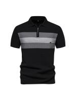POLO de negocios de punto a rayas para hombre, camisetas casuales de manga corta de alta calidad, camisetas cruzadas - details 5