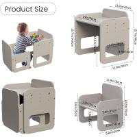 Conjunto de Mesa y Silla Montessori para Niños 2 en 1, de Madera Ajustable con Pizarra, Ideal para Actividades y Dibujo, Blanco - details 8