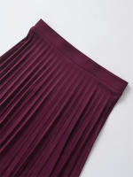 Falda Plisada de Cintura Alta para Mujer OUWU Medio Largo, Color Sólido, Negro y Rosa, Primavera y Otoño, Moda Nueva - details 3