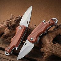 Cuchillo Plegable Portátil EDC Para Camping Y Caza Táctica Hoja De Acero Inoxidable Duradero Con Abrebotellas Y Mango De Madera - details 4