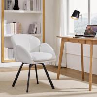 Silla Giratoria de Oficina 360° Diseño de Flor para Escritorio Silla de Maquillaje Chenilla para Sala de Estar, Dormitorio y Estudio Color Blanco - details 1