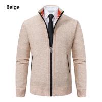 Abrigo deportivo informal para hombre, cárdigan cálido de lana con cremallera, cuello alto, Color sólido, otoño e invierno - details 1