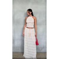 Conjunto de Dos Piezas para Mujer Verano 2025 TOP Cruzado con Espalda Descubierta y Falda Larga Fluida Estilo Y2K para Playa, Fiestas o Looks Diarios Tejido Transpirable y Exclusivo en Miravia - details 14