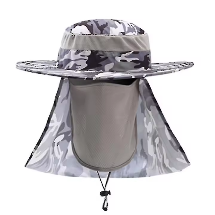 Sombrero para el sol único con cabeza grande alrededor de gorra de pescador de color camuflaje ultravioleta al aire libre - 1