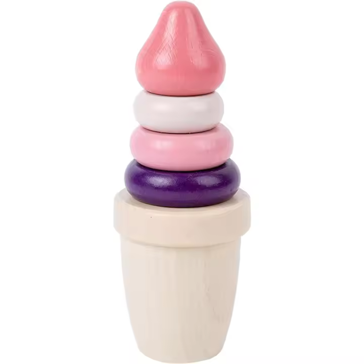 Manhattan Toy Stacker Wooden Ice Cream Toys Balancing Blocks 6 Piece Magnetic Wooden Stacking Toy Set for Toddler Boys Girls - 1
