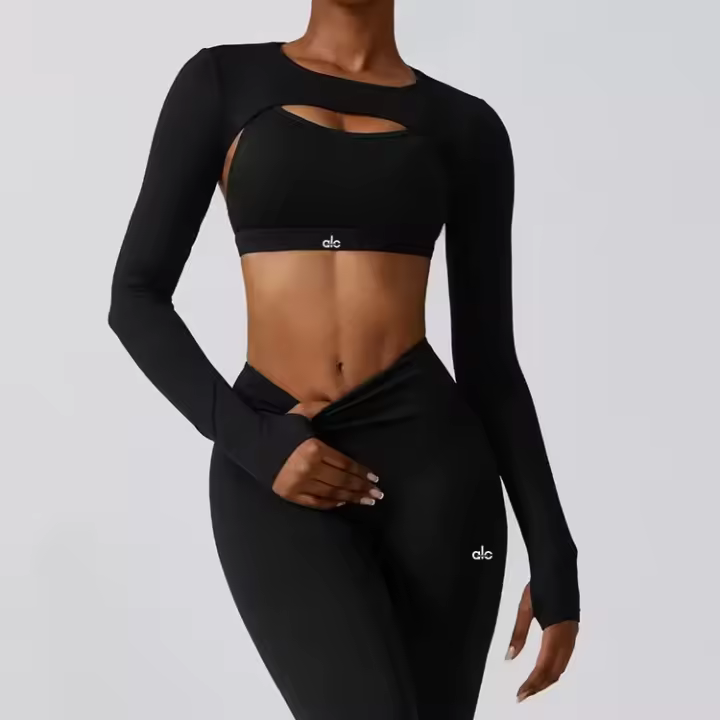 ALO yoga outfit deportivo manga larga chal yoga ropa mujer desnudo look delgado ropa de fitness top bata para correr - 1