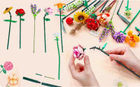 Juego de bloques de ramo Artificial, Mini Kits de flores, regalos, ladrillos de construcción DIY para adultos/adolescentes con caja - details 2