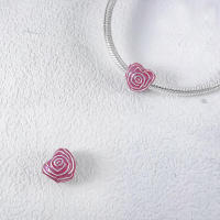 Colgante de plata con cuentas de corazón rosa, pulsera para hacer joyas, regalo del día de San Valentín - details 1