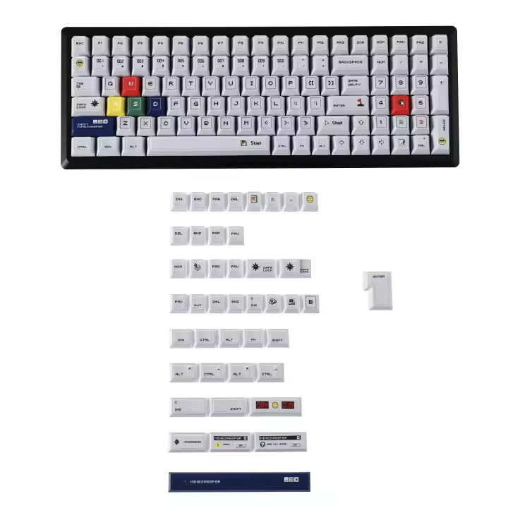 Marca de limpieza de 143 teclas, contorno grueso de cereza PBT, estilo de juego, subtinte, adecuado para interruptor MX, teclado único de tipo dividido - 1