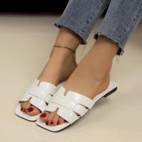 Nuevas sandalias plateadas para mujer de talla grande, patrón de piedra sólida, parte inferior plana, punta cuadrada - details 2