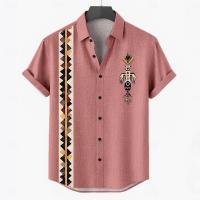 Camisa Vintage para hombre, camisetas de manga corta con estampado étnico, camisas de solapa, ropa de calle informal de moda de verano, ropa de gran tamaño para hombre - details 5
