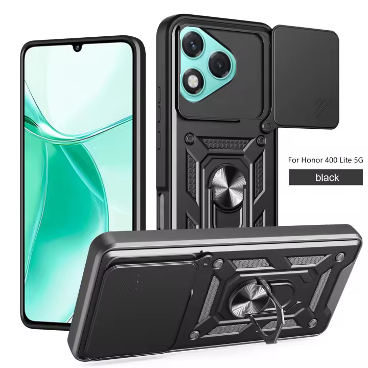 Teléfono para Honor 400 Lite 5G con cubierta de lente deslizante, funda con soporte a prueba de golpes - 1