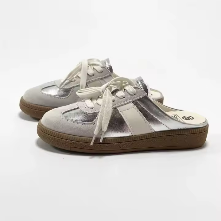 Zapatos de mulas para mujer, mocasines sin cordones con punta redonda, zapatillas para caminar, zuecos perezosos, plataforma de verano, zapatillas Creeper Baotou - 1