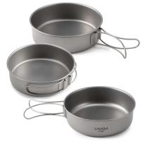Lixada - Tazón de cena de titanio ultraligero, sartén, mango plegable, villa, suministros VIE para acampar al aire libre - details 5